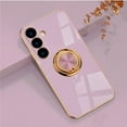 thumbnail image 1 of Case for Samsung Galaxy A26 5G Case with Ring Stand [360° Rotatable Ring Holder Magnetic Kickstand][Support Car Mount] Plating Rose Gold Edge Soft Flexible TPU Luxury Phone Case Cover, Purple, 1 of 9