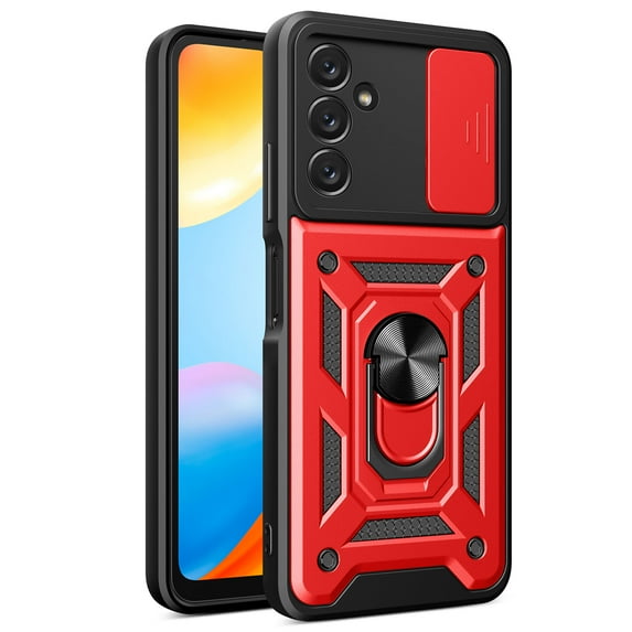 Case for Samsung Galaxy A26 5G, Galaxy A26 5G Phone Case with Sliding Camera Cover, Kickstand Heavy Duty Rugged Shockproof Protective Case Cover for Samssung A26 5G, Red