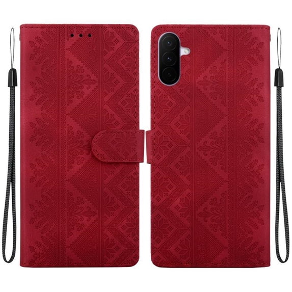 Case for Samsung Galaxy A27 5G 6.7" Embossed Wallet, PU Leather Flip Folio Cover With Card Slots, Magnetic Closure, Kickstand, Wristband,Shockproof Protective Phone Case,Red,For Galaxy A27 5G