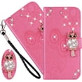 thumbnail image 1 of Case for Samsung Galaxy A32 4G (NOT 5G) with Credit Cards Pocket, Glitter Bling Diamond PU Leather Wallet Case with Wsrist String Flip Cover for Samsung Galaxy A32 4G Owl Pink, 1 of 14