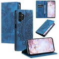 thumbnail image 1 of Case for Samsung Galaxy A32 4G Wallet Case for Women Girls with Card Holder, Embossed Flower Pattern Magnetic Flip PU Leather Purse Protective Phone Cover for Samsung Galaxy A32 4G, Blue, 1 of 11