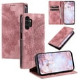 thumbnail image 1 of Case for Samsung Galaxy A32 4G Wallet Case for Women Girls with Card Holder, Embossed Flower Pattern Magnetic Flip PU Leather Purse Protective Phone Cover for Samsung Galaxy A32 4G, Pink, 1 of 11