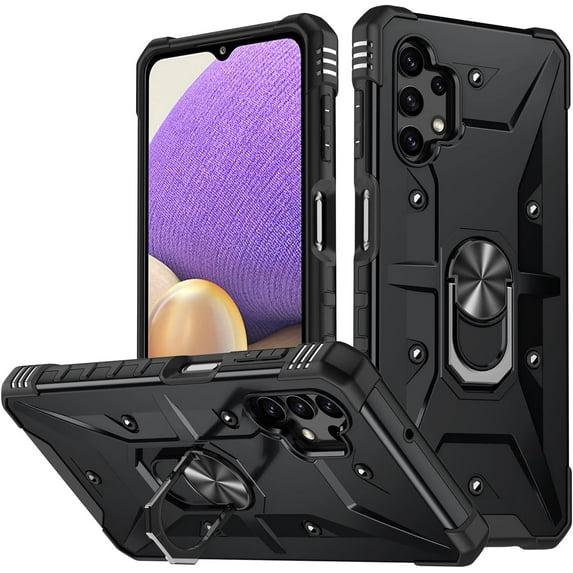 Case for Samsung Galaxy A32 5G Case Military Grade Drop Case with Kickstand Metel Ring Magnetic Holder Shockproof Protective for Galaxy A32 5G Phone Case (Black)