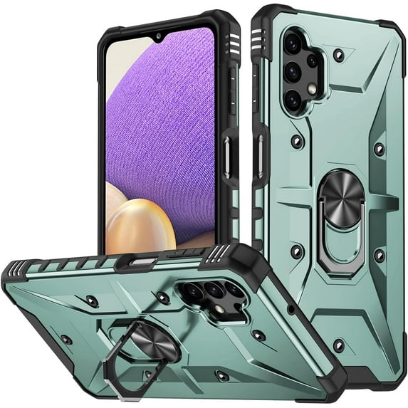 Case for Samsung Galaxy A32 5G Case Military Grade Drop Case with Kickstand Metel Ring Magnetic Holder Shockproof Protective for Galaxy A32 5G Phone Case (Midnight Green)