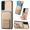 thumbnail image 1 of Case for Samsung Galaxy A32 5G with Hidden Kickstand, Carbon Fiber Texture Wallet Case with Card Holder for Galaxy A32 5G Magnetic Car Mount Shockproof Military Grade Protection Cover, Khaki, 1 of 10