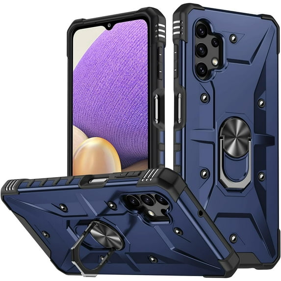 Case for Samsung Galaxy A32 5G Case Military Grade Drop Case with Kickstand Metel Ring Magnetic Holder Shockproof Protective for Galaxy A32 5G Phone Case (Blue)
