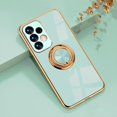 thumbnail image 1 of Case for Samsung Galaxy A32 5G Ring Holder Shiny Plating Rose Gold Edge 360 Degree Rotation Kickstand for Women Girls Slim Soft Flexible TPU Protective Cover for Galaxy A32 5g Case,6.5" Teal, 1 of 14