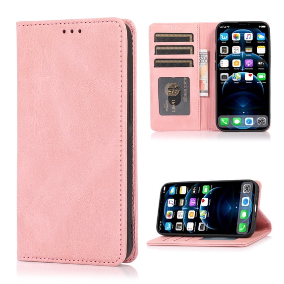 Case for Samsung Galaxy A32 5G Wallet with Credit Card Holder, Strong Magnetic Closure PU Leather Flip Cover with Folio Kickstand Protection Full Body Shockproof Case for Galaxy A32 5G, Rosegold