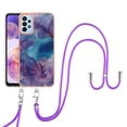 thumbnail image 1 of Case for Samsung Galaxy A33 5G, Adjustable Detachable Crossbody Strap Neck Strap Silicone Bumper Marble Painted TPU Ultra Thin Shockproof Protective Phone Case Cover for Galaxy A33 5G, Purple, 1 of 7