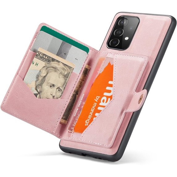 Case for Samsung Galaxy A33 5G, Detachable Magnetic Wallet Credit Card Slot Kickstand Cover Support Wireless Charging Compatible with Samsung Galaxy A33 5G (Pink)