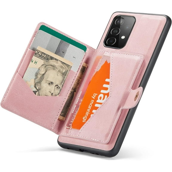 Case for Samsung Galaxy A33 5G, Detachable Magnetic Wallet Credit Card Slot Kickstand Cover Support Wireless Charging Compatible with Samsung Galaxy A33 5G (Pink)