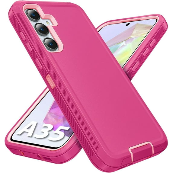 Case for Samsung Galaxy A35 5G Full Body Heavy Duty Rugged Dual-Layer Protection, Dust/Drop/Shock proof Matte Scratch Back Covers Phone Cases for Samsung Galaxy A35 5G 6.6-inch, Pink