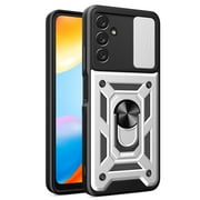 Case for Samsung Galaxy A36 5G, Galaxy A36 5G Phone Case with Sliding Camera Cover, Kickstand Heavy Duty Rugged Shockproof Protective Case Cover for Samssung A36 5G, Silver