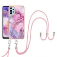 thumbnail image 1 of Case for Samsung Galaxy A52 4G/5G, Adjustable Detachable Crossbody Strap Neck Strap Silicone Bumper Marble Painted TPU Ultra Thin Shockproof Protective Phone Case Cover for Galaxy A52 4G/5G, Pink, 1 of 7