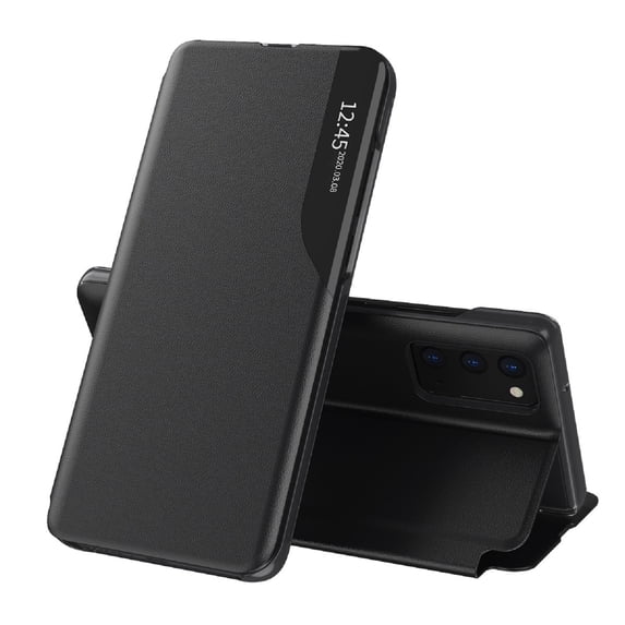 Case for Samsung Galaxy A53 5G with Magnetic Closure Kickstand Mirror Window Flip Case, Luxury PU Leather Drop Resistant Shockproof Folio Phone Cover for Samsung Galaxy A53 5G 6.5 Inch,Black