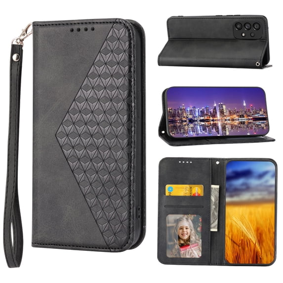 Case for Samsung Galaxy A53 5G, Magnetic Matte Premium PU Leather Stand Flip Cover with Card Slots and Wallet, Shockproof and Full Body Protection Compatible with Galaxy A53 5G - Black