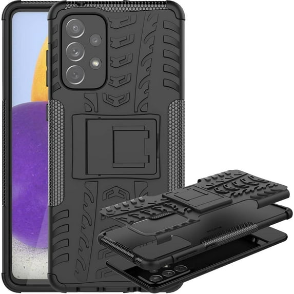Case for Samsung Galaxy A53 5G, Tyre Pattern Design Hybrid TPU+PC Material Double Layer Protection Shockproof Cover with Kickstand Phone Case for Samsung Galaxy A53 5G XC Black