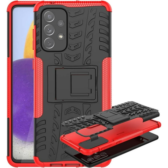 Case for Samsung Galaxy A53 5G, Tyre Pattern Design Hybrid TPU+PC Material Double Layer Protection Shockproof Cover with Kickstand Phone Case for Samsung Galaxy A53 5G XC Red