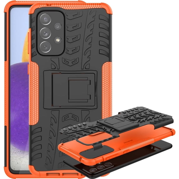 Case for Samsung Galaxy A53 5G, Tyre Pattern Design Hybrid TPU+PC Material Double Layer Protection Shockproof Cover with Kickstand Phone Case for Samsung Galaxy A53 5G XC Orange