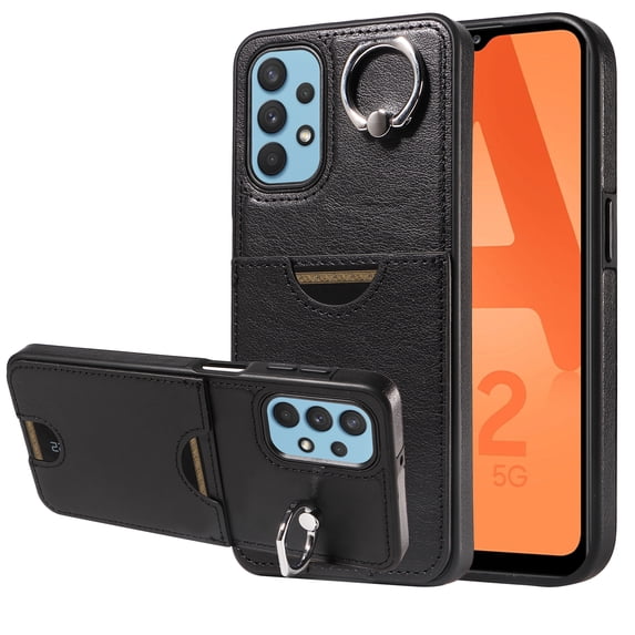 Case for Samsung Galaxy A53 5G Wallet with Credit Card Holder & Finger Ring Stand, PU Leather Slim Cover Shockproof Scratch Resistant Full Protection Case for Samsung Galaxy A53 5G, Black