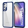 thumbnail image 1 of Case for Samsung Galaxy A54 5G with 2-Pack Tempered Glass Screen Protector Film, [Anti-Yellowing] Anti-Scratch Transparent Hard Back and Soft Edge Protective Phone Cover - Navy Blue, 1 of 14