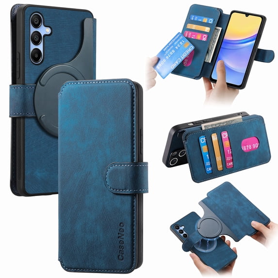 Case for Samsung Galaxy A54 5G Detachable Magnetic Wallet Phone Case for Men Women, RFID Blocking Material Retro Folio Flip Leather Case with 3 Card Slots for Samsung Galaxy A54 5G, Blue