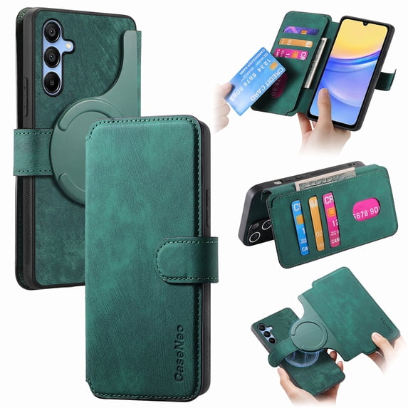 Case for Samsung Galaxy A54 5G Detachable Magnetic Wallet Phone Case for Men Women, RFID Blocking Material Retro Folio Flip Leather Case with 3 Card Slots for Samsung Galaxy A54 5G, Green