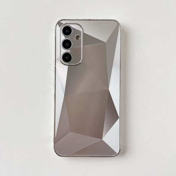 Case for Samsung Galaxy A54 5G, Luxury Electroplated Fashion 3D Diamond Pattern Skin-Feel Slim Phone Cover Raised Camera Lens Protection Shockproof Designed for Samsung Galaxy A54 5G Case, Silver