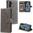 thumbnail image 1 of Case for Samsung Galaxy A54 5G, Premium PU Leather Magnetic Flip Wallet Case with Card Holder Cash Slot Lanyard Strap Kickstand Function Embossed Mandala Flower Pattern Shockproof Cover - Gray, 1 of 16