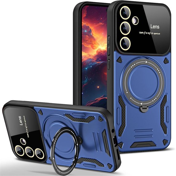 Case for Samsung Galaxy A54 5G with Ring Kickstand, Lens All-Inclusive Protection Military Grade Drop Shockproof Anti-Scratch Cover Case for Samsung Galaxy A54 5G YD-Blue