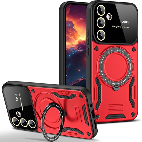 Case for Samsung Galaxy A54 5G with Ring Kickstand, Lens All-Inclusive Protection Military Grade Drop Shockproof Anti-Scratch Cover Case for Samsung Galaxy A54 5G YD-Red