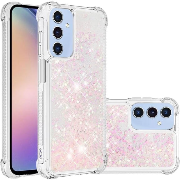 Case for Samsung Galaxy A55 5G Case Glitter Cute Luxury Love Liquid Quicksand Clear Soft TPU Girls Women Stylish Bumper Shockproof Protective Cover for Samsung Galaxy A55 5G Pink YB