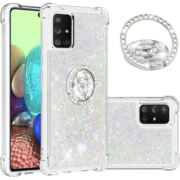 Case for Samsung Galaxy A71 5G, Galaxy A71 5G Case Girls Women Glitter Clear TPU Cute Bling Love Quicksand Sparkle Case with Stand Shockproof Liquid Case for Samsung Galaxy A71 5G Colorful YBZ