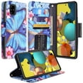 thumbnail image 1 of Galaxy Wireless USA Leather Flip Pouch Wallet Cell Phone Case for Samsung Galaxy A71 5G, Blue Butterfly, 1 of 6