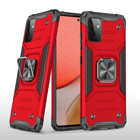 Case for Samsung Galaxy A72 5G Armor Hybrid with Ring Holder Kickstand Heavy-Duty Shock Durable Rugged Dual Layer Phone Cover for Galaxy A72 5G by Xpm - Red