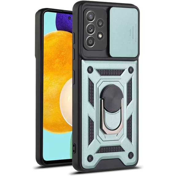 Case for Samsung Galaxy A73 5G with Slide Camera Cover,Military Grade Heavy Duty Protection Phone Case Cover with Magnetic Ring Kickstand for Samsung Galaxy A73 5G SJ Green