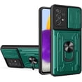 thumbnail image 1 of Case for Samsung Galaxy A73 with Card Holder, Heavy Duty Protection Phone Case with Magnetic Ring Kickstand Slide Camera Cover for Samsung Galaxy A73      Green, 1 of 9