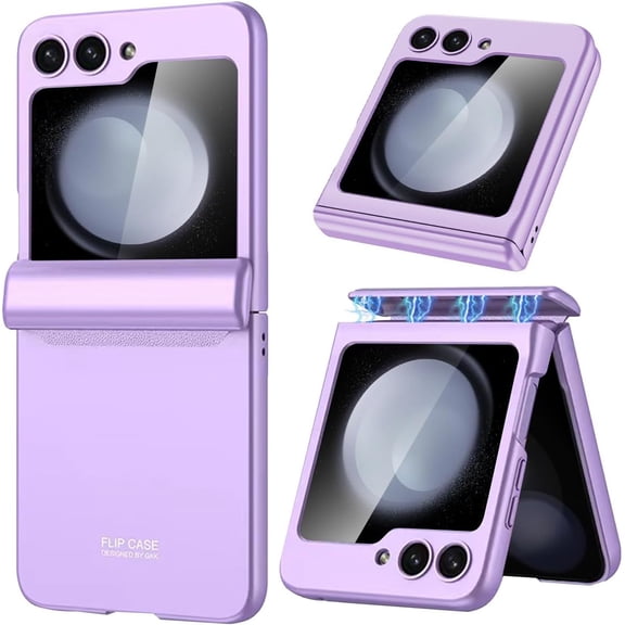 Case for Samsung Galaxy Flip 5 Case, |Built-in Clear Screen Protector Slim Folding Free -Grade Anti-Drop Shockproof| Hinge Phone Case for Samsung Flip 5 Violet