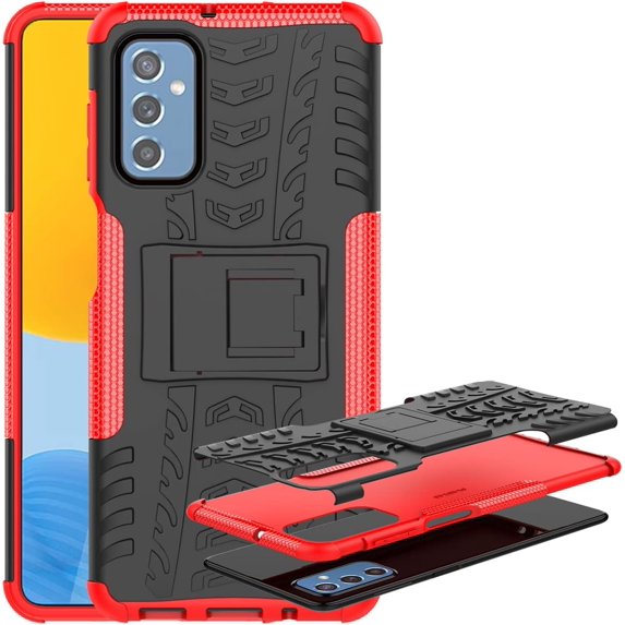 Case for Samsung Galaxy M52 5G, Tyre Pattern Design Hybrid TPU+PC Material Double Layer Protection Shockproof Cover with Kickstand Phone Case for Samsung Galaxy M52 5G XC Red
