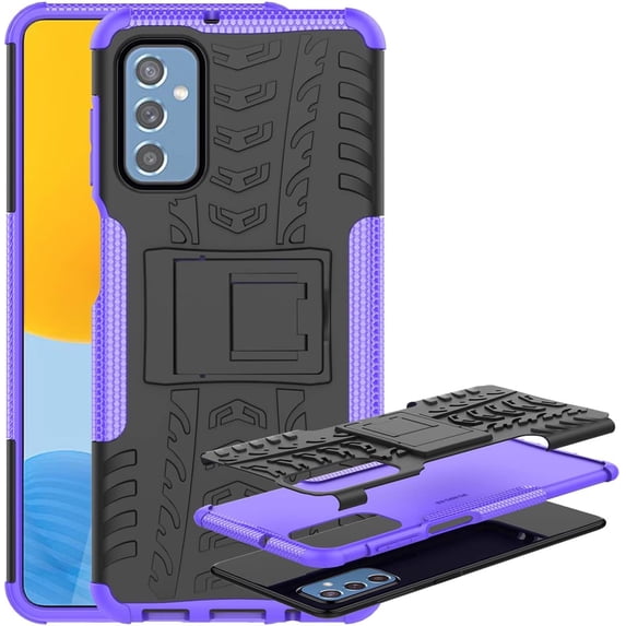 Case for Samsung Galaxy M52 5G, Tyre Pattern Design Hybrid TPU+PC Material Double Layer Protection Shockproof Cover with Kickstand Phone Case for Samsung Galaxy M52 5G XC Purple