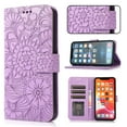 thumbnail image 1 of Case for Samsung Galaxy Note 10 Plus, Premium Leather Magnetic Closure Slim Flip Wallet Phone Case with Card Holder Cash Slot Stand Function Embossed Flower Shockproof Lanyard Cover - Purple, 1 of 6