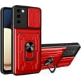 thumbnail image 1 of Case for Samsung Galaxy Note 20 5G with Card Holder, Heavy Duty Protection Phone Case with Magnetic Ring Kickstand Slide Camera Cover for Samsung Galaxy Note 20 4G/5G LJK Red, 1 of 12
