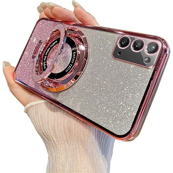 Case for Samsung Galaxy Note 20 Case Sparkle Cute with Stand Phone Case Compatible with MagSafe Slim Glitter Card Shockproof Protective Women Girls Case for Samsung Galaxy Note 20 Pink YD
