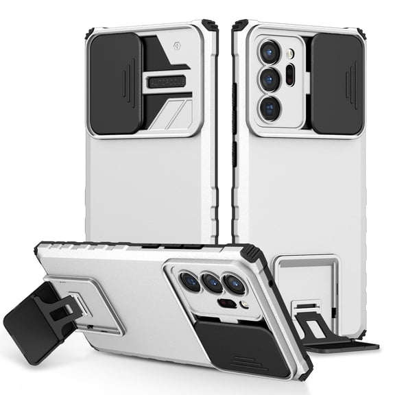 Case for Samsung Galaxy Note 20 Ultra with Camera Cover Kickstand [Protective & Slim Fit] [Anti-Scratch & Anti-Fingerprint] Sliding Lens Cover Protection for Samsung Galaxy Note 20 Ultra, White