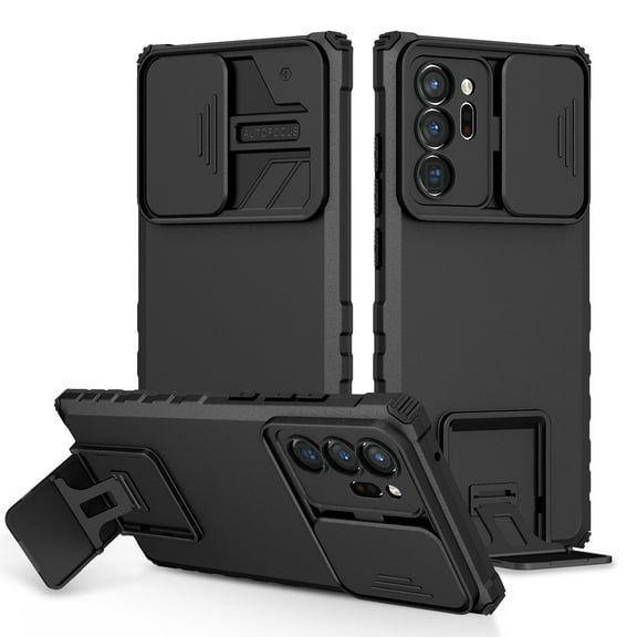 Case for Samsung Galaxy Note 20 Ultra with Camera Cover Kickstand [Protective & Slim Fit] [Anti-Scratch & Anti-Fingerprint] Sliding Lens Cover Protection for Samsung Galaxy Note 20 Ultra, Black