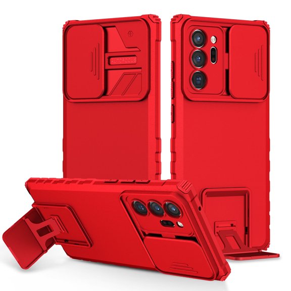 Case for Samsung Galaxy Note 20 Ultra with Camera Cover Kickstand [Protective & Slim Fit] [Anti-Scratch & Anti-Fingerprint] Sliding Lens Cover Protection for Samsung Galaxy Note 20 Ultra, Red