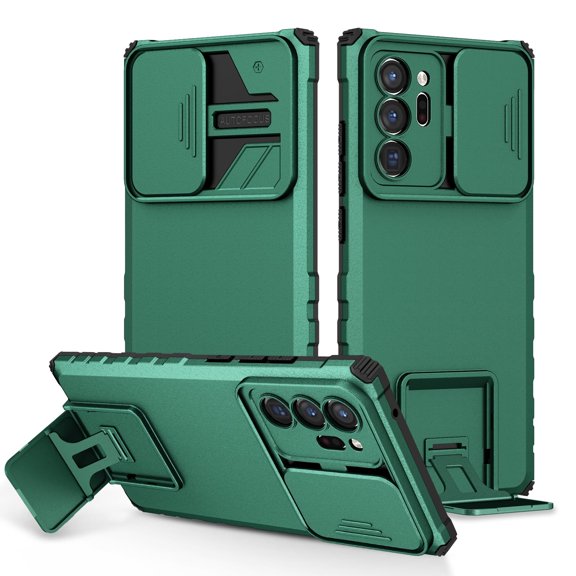 Case for Samsung Galaxy Note 20 Ultra with Camera Cover Kickstand [Protective & Slim Fit] [Anti-Scratch & Anti-Fingerprint] Sliding Lens Cover Protection for Samsung Galaxy Note 20 Ultra, Darkgreen