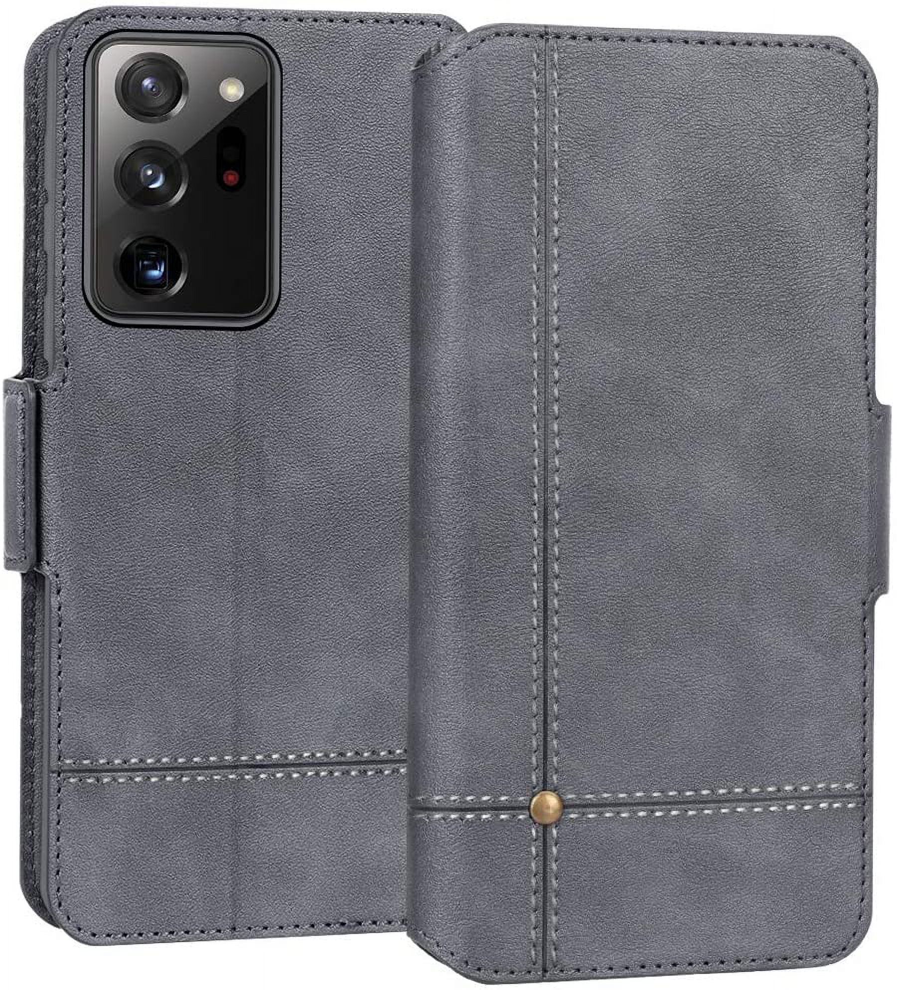Case for Samsung Galaxy Note 20 Ultra, Ultra Slim Flip Leather Wallet Phone Case Protective Shockproof Cover with Card Holder Kickstand Folio Case for Samsung Galaxy Note 20 Ultra 5G 6.9' Grey - image 1 of 3