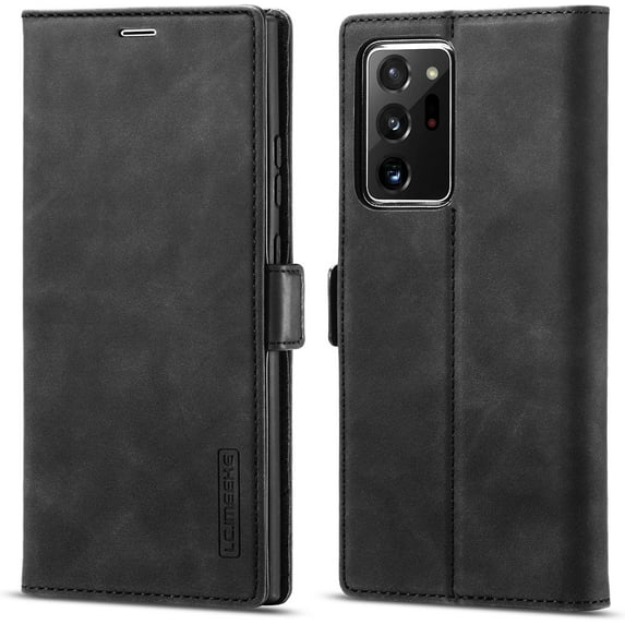 Case for Samsung Galaxy Note 20 Ultra, Vintage Classic Matte Leather Wallet Case Flip Notebook Style Cover with Magnetic Closure Kickstand Card Slots - Black