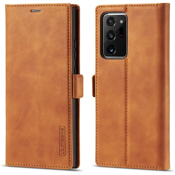Case for Samsung Galaxy Note 20, Vintage Classic Matte Leather Wallet Case Flip Notebook Style Cover with Magnetic Closure Kickstand Card Slots - Brown